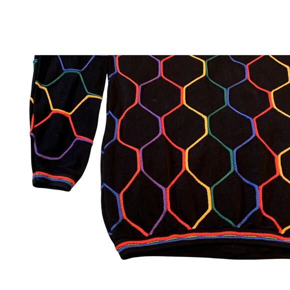 Tundra Canada Men Sweater Large Coogi Style Black Yellow Red Green Cotton - Picture 11 of 14